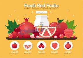 红色水果矢量海报设计